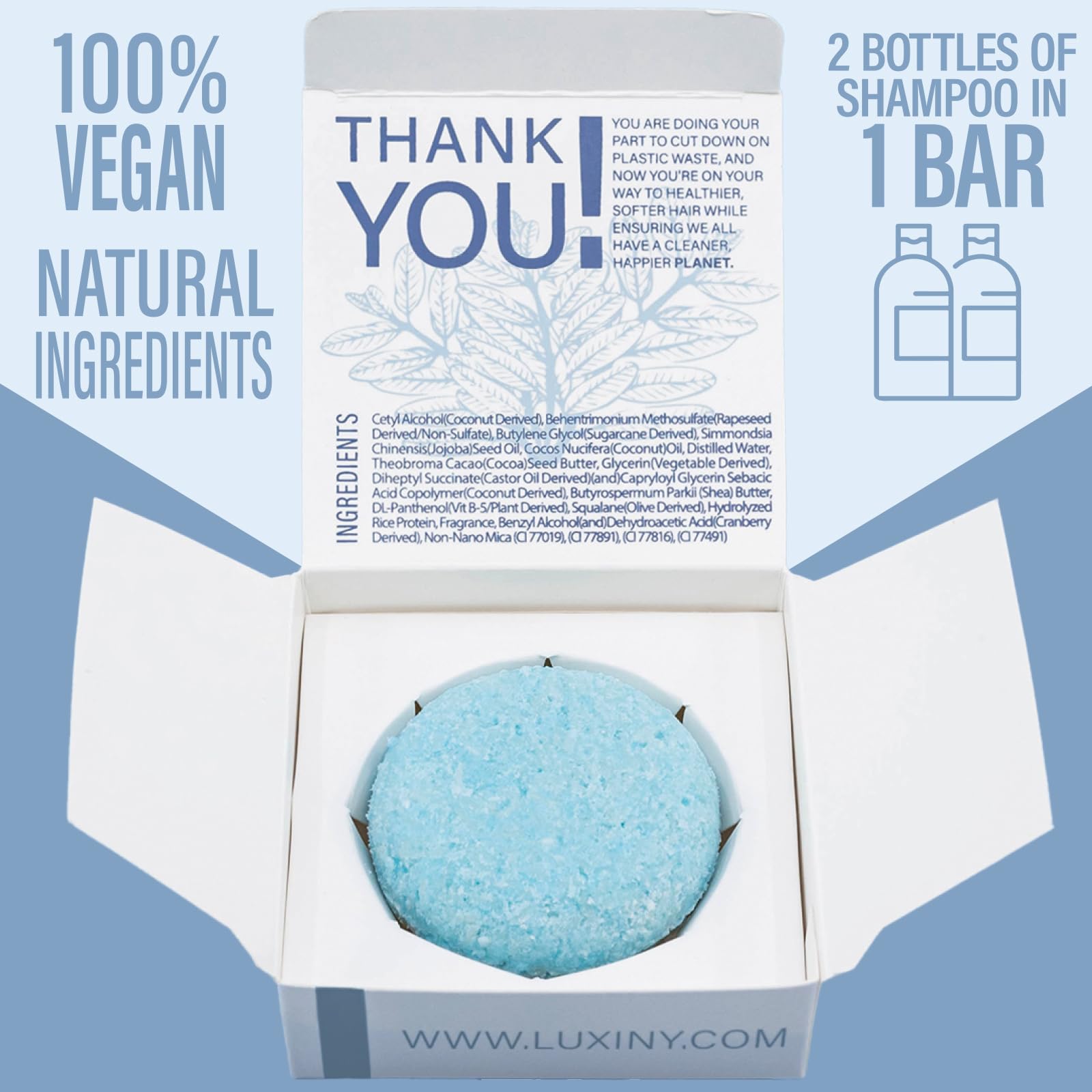 Luxiny Bay Rum Shampoo Bar – Vegan, Sulfate-Free, Made in USA | 3-in-1 Men’s Shampoo, Conditioner & Body Wash | Ideal for All Hair Types | 60+ Washes, Travel-Friendly